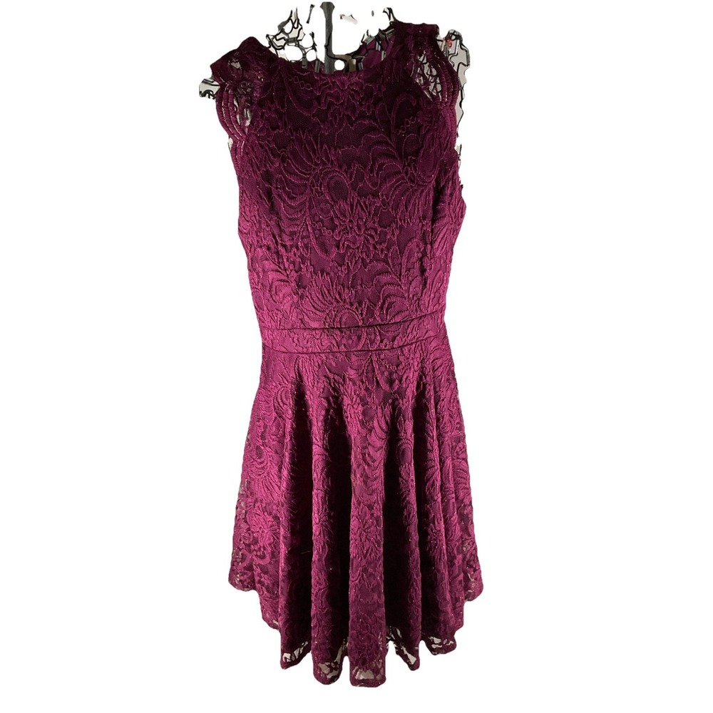 City Triangles Lace Fit and Flare Dress Size 13 Purple L74